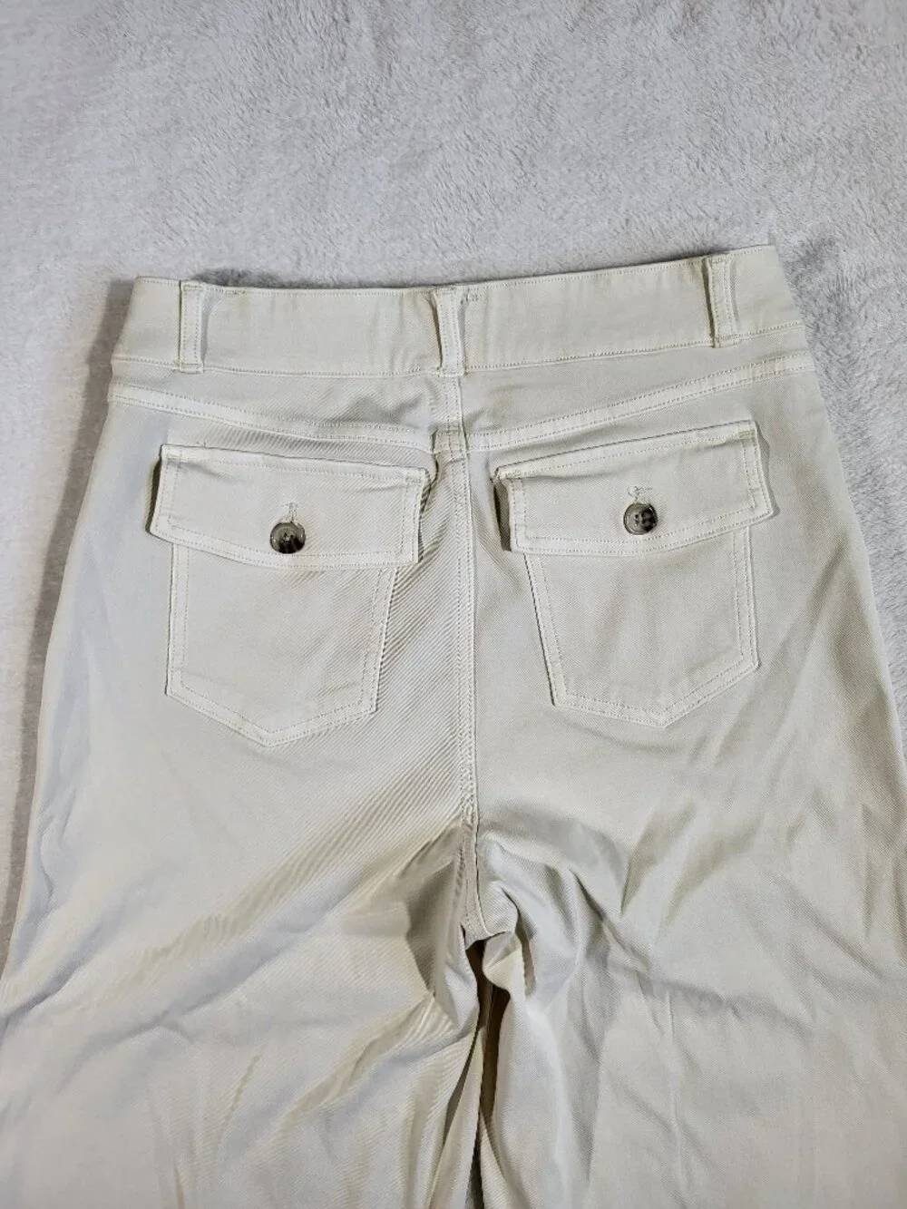 Spanx Stretch Twill Cropped Wide Leg Pants Off White size large - Picture 12 of 13